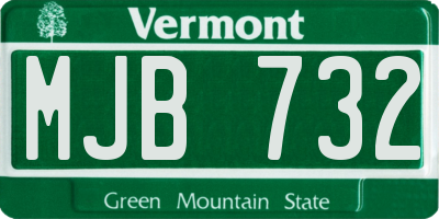 VT license plate MJB732