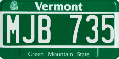 VT license plate MJB735