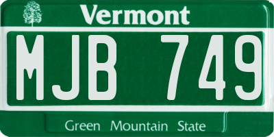 VT license plate MJB749