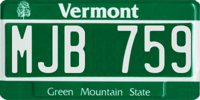 VT license plate MJB759