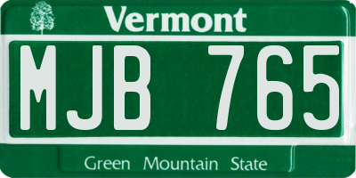 VT license plate MJB765