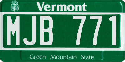VT license plate MJB771