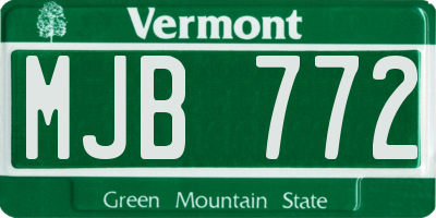 VT license plate MJB772