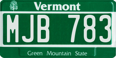 VT license plate MJB783