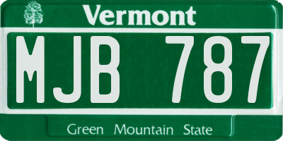 VT license plate MJB787