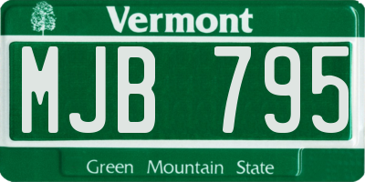 VT license plate MJB795
