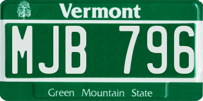 VT license plate MJB796