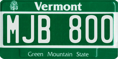 VT license plate MJB800