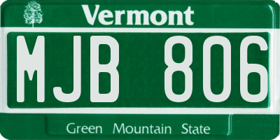 VT license plate MJB806