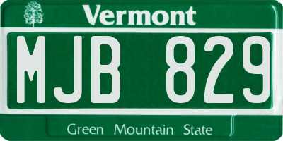 VT license plate MJB829