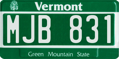 VT license plate MJB831