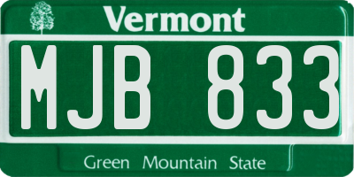 VT license plate MJB833