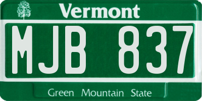 VT license plate MJB837