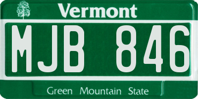 VT license plate MJB846