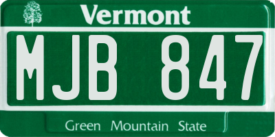 VT license plate MJB847