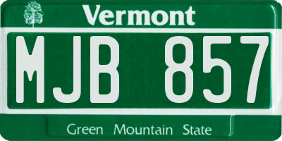 VT license plate MJB857
