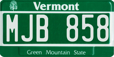 VT license plate MJB858