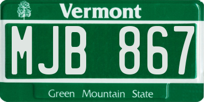 VT license plate MJB867