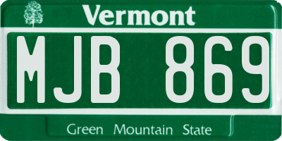VT license plate MJB869