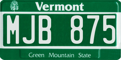 VT license plate MJB875