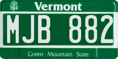 VT license plate MJB882