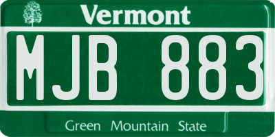 VT license plate MJB883