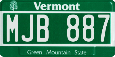 VT license plate MJB887