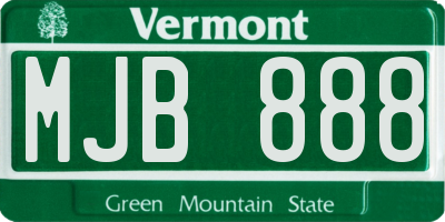 VT license plate MJB888