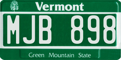 VT license plate MJB898