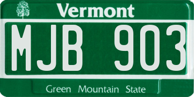 VT license plate MJB903