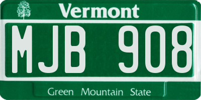 VT license plate MJB908