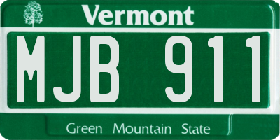 VT license plate MJB911