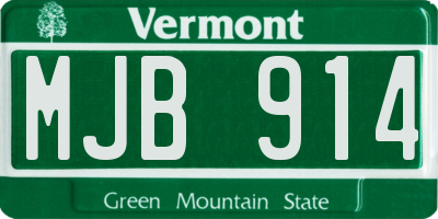 VT license plate MJB914