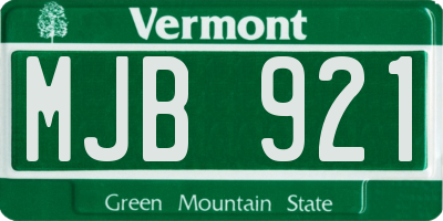 VT license plate MJB921