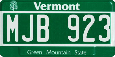 VT license plate MJB923