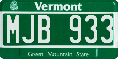 VT license plate MJB933
