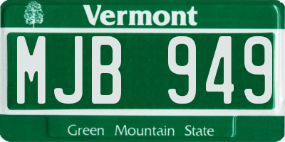 VT license plate MJB949