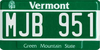 VT license plate MJB951