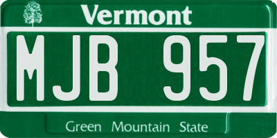 VT license plate MJB957