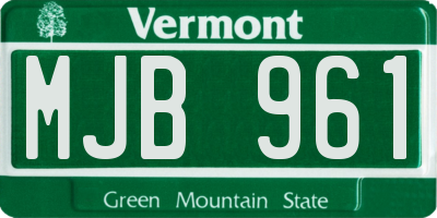 VT license plate MJB961