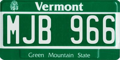 VT license plate MJB966