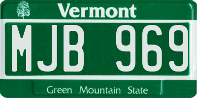 VT license plate MJB969