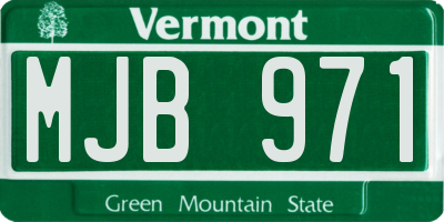VT license plate MJB971