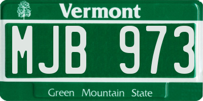 VT license plate MJB973
