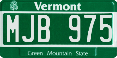 VT license plate MJB975