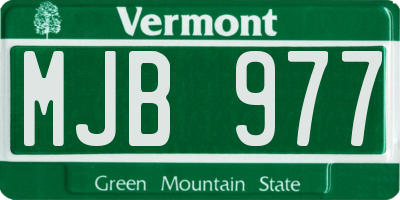 VT license plate MJB977