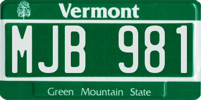 VT license plate MJB981