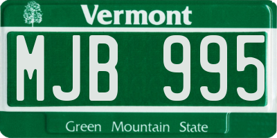VT license plate MJB995