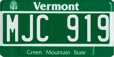 VT license plate MJC919