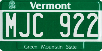 VT license plate MJC922